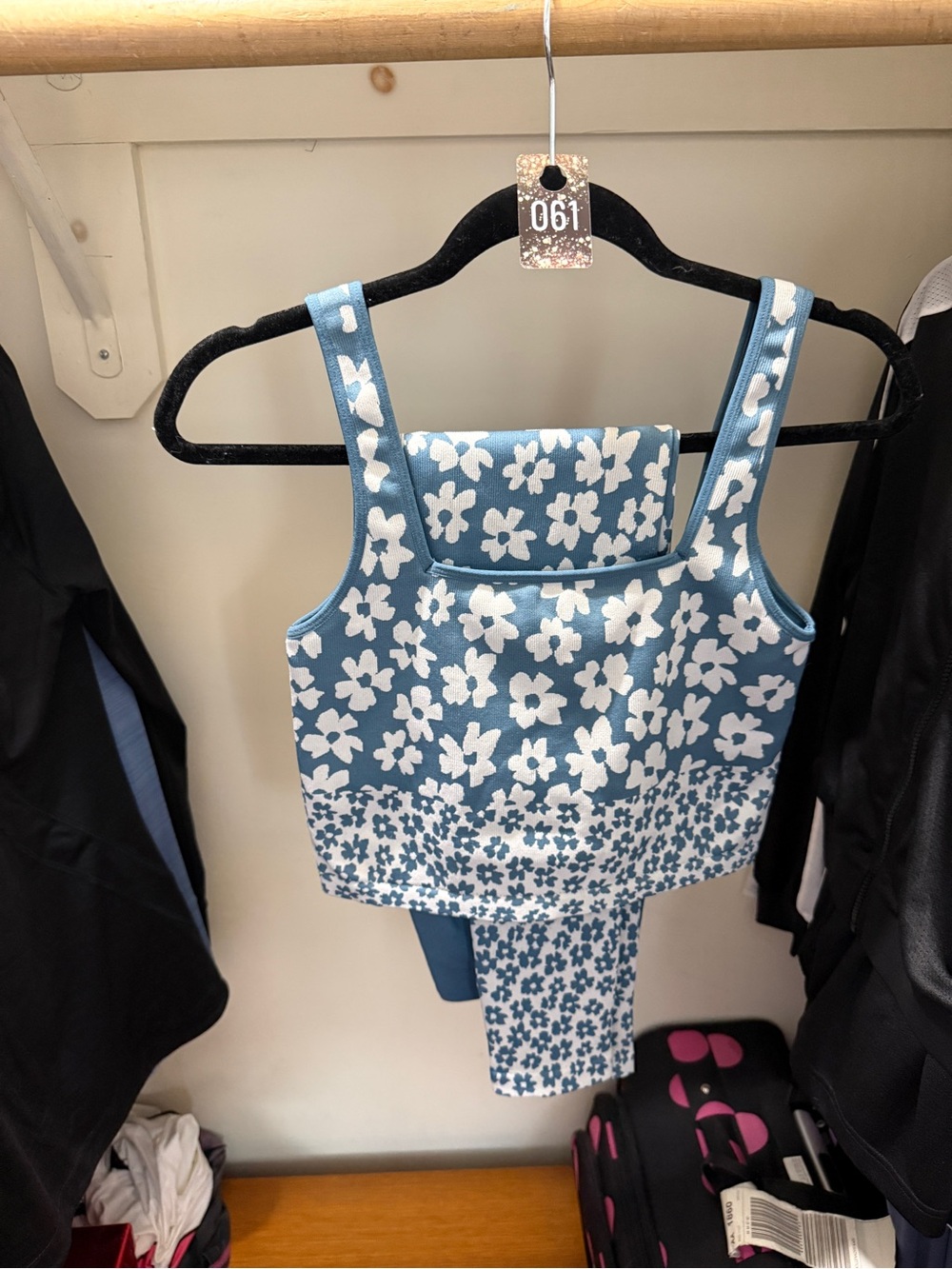 061 Spiritual Gangster Blue and White Floral Crop Tank